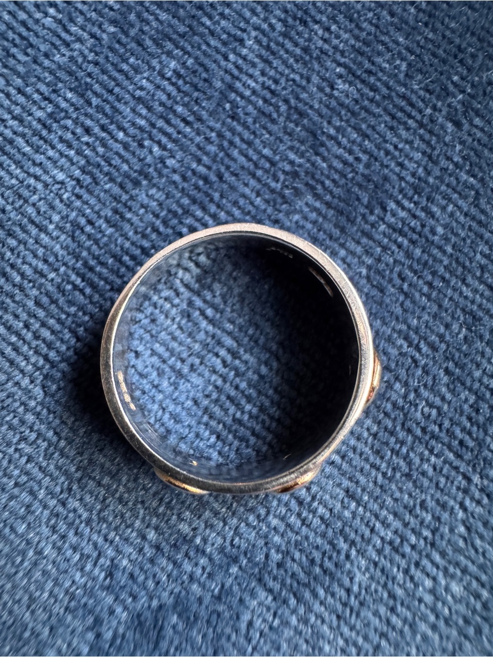 14k Yellow Gold & Sterling Silver Screw Heads Band Ring Size 6 - Picture 8 of 9